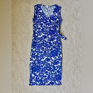 Amour Vert Cornelia Knit Dress Verona Blue Floral | EUC | Sz XS